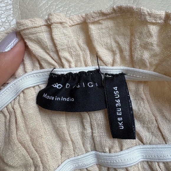 Tan Smocked Ruffled Sleeveless Crop Top - Picture 5 of 6